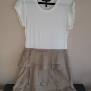 BCBG Max Azria sz 12 Khaki Tiered T-Shirt Dress